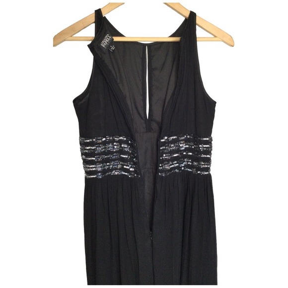 Adrianna Papell Evening Silk Beaded Sequined Sleeveless Cocktail Dress Black 6 - Picture 10 of 13